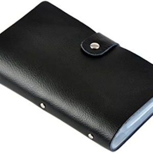 Tarjetero de Cuero Genuino Boshiho, Estilo Libreta, con Capacidad para 90 Tarjetas de Crédito, Tarjetas de Visita y de Identificación, con Cierre de Clip - Product Image 4