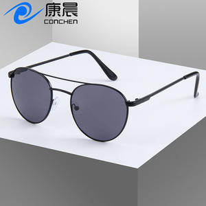 Lunettes de soleil rondes en métal unisexes, monture noire, protection UV400, verres en PC, pour les voyages, la conduite et la mode - Product Image 5