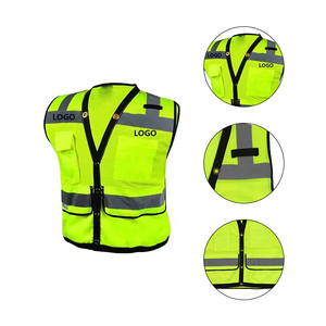 <span class=keywords><strong>Gilet</strong></span> de sécurité réfléchissant personnalisé ODM en maille <span class=keywords><strong>jaune</strong></span> fluorescente de classe 2 ANSI pour le cyclisme nocturne et les activités extérieures - Product Image 1