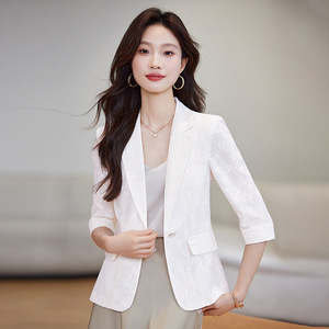 Women's Spring Casual Blazer Solid Color Polyester Anti-Wrinkle Slim Fit For Commute - Product Image 1