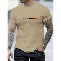 T-shirt d'Été Décontracté à Manches Courtes pour Homme, Impression par Sublimation, Motif Paris, Uni, Style Urbain et Extérieur