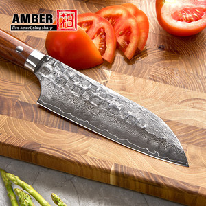 Couteaux Santoku en acier Damas forgé à la main de qualité supérieure, japonais, acier inoxydable professionnel 65HRC, couteau de <span class=keywords><strong>chef</strong></span> de cuisine, manche en bois de rose pour chefs - Product Image 3