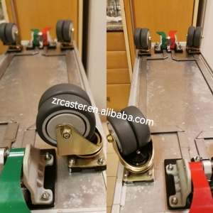 75 mm Doppel-Lenkrollen für Flugzeugtrolleys, thermoplastische Gummilauffläche, Grau - Product Image 2