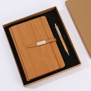 Ensemble de carnets en bois pour cadeaux d'entreprise - Journal personnalisé avec logo pour réunions d'affaires et reconnaissance des employés - Product Image 3