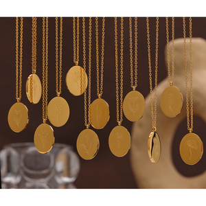 Collier pendentif rond minimaliste en or en acier inoxydable JINYOU 3001 sans ternissement, cadeau pour femme, bijoux, <span class=keywords><strong>fleur</strong></span> <span class=keywords><strong>de</strong></span> <span class=keywords><strong>naissance</strong></span> <span class=keywords><strong>de</strong></span> 12 mois - Product Image 3