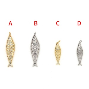 Kalung bandul cz ikan, aksesori perhiasan liontin ikan DIY untuk wanita