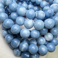 Bracelet de perles rondes lisses en opale bleue naturelle Meihan AAAA pour la fabrication de bijoux DIY, cadeau