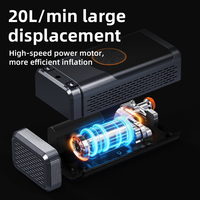 Gonfleur de pneus numérique sans fil à double écran ABS 150 PSI 20 L/min Pompe à air 3000 mAh 5 modes prédéfinis LED SOS Power Bank Type-C