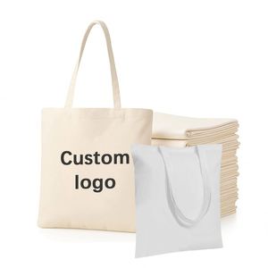 Oem&Odm Custom Printed <b>Plain</b> Organic Cotton <b>Canvas</b> Tote High-Capacity Reusable Long Handle Shopping Bag - Product Image 1