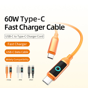 Câble USB C vers USB C 60W PD, charge rapide, synchronisation des données, nylon tressé, affichage numérique, <span class=keywords><strong>cordon</strong></span> de charge Type C 1,5 m <span class=keywords><strong>pour</strong></span> ordinateur <span class=keywords><strong>portable</strong></span>, téléphone - Product Image 3