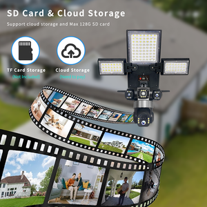 Caméra de <span class=keywords><strong>surveillance</strong></span> solaire extérieure 4G/WIFI, lampadaires, batterie 16000mAh, 3 modes d'éclairage, capteur de mouvement, télécommande, caméra IP à trois objectifs - Product Image 3