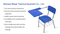 Chaise d'étude moderne pour l'éducation scolaire, chaise d'examen universitaire en plastique avec tablette d'écriture, utilisation hospitalière