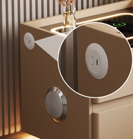 Table de chevet intelligente de luxe moderne avec chargeur sans fil, haut-parleur Bluetooth, lumière LED, verrouillage par empreinte digitale pour chambre à coucher