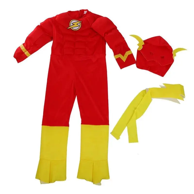 JM Kids Superhero Muscle Dress Flash Man Halloween Dress Up Boys Anime Character costumi Cosplay