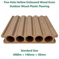 Plancher composite WPC creux à 5 cavités pour extérieur, texture gaufrée, 140x30mm, pour jardin, patio, cour, couleur personnalisée