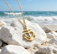 Collier en gros avec pendentif ancre cœur en acier inoxydable hypoallergénique, breloque croix ancre, colliers charme océan et foi pour femmes