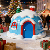 Vente en gros de maisons de conte de fées de Noël en fibre de verre, décoration en résine, chalet de Noël du Père Noël pour location d'accessoires d'événements et de fêtes