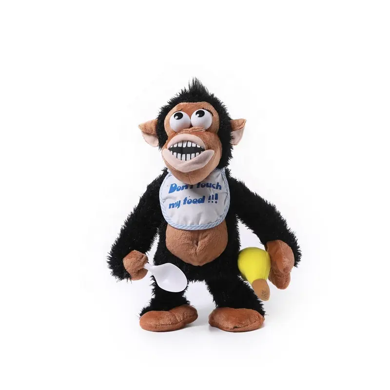 2021 장난 꾸러기 우는 원숭이 전기 견면 벨벳 장난감은 그의 바나나 바나나 원숭이 박제 & 견면 벨벳 동물성 견면 벨벳 장난감을 가지고 가지 않는다