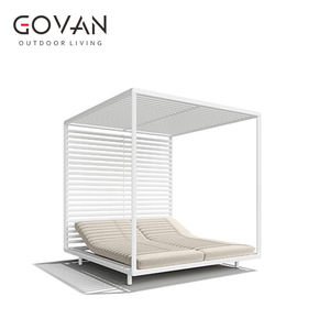 فندق كبير المظلة سرير شمسي حديقة بركة ماء الباحة نحى الألومنيوم مزدوج المتسكع الأثاث مربع في الهواء الطلق في الهواء الطلق - Product Image 5