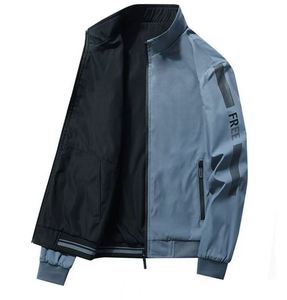 Automne hiver hommes veste Double face col montant jeunesse manteau décontracté avec bouffée impression fermeture à glissière lettre conception - Product Image 4