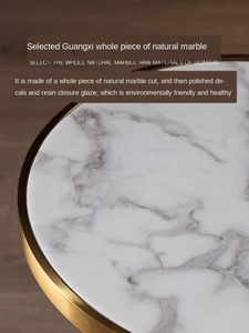 Home Luxury Edge Round Marble Sofa Corner <strong>Gold</strong> Tube Hotel <strong>Small</strong> Tea <strong>Table</strong> - Product Image 5