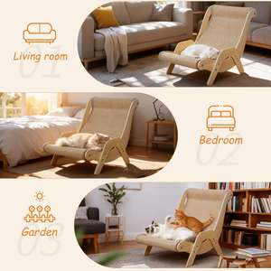 Modern Folding Eco-Friendly Interactive Sisal <b>Cat</b> Scratcher Recliner <b>Sofa</b> Hammock Wooden Grinding Claw Pad Replaceable Carton - Product Image 4