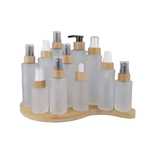 jars glass wholesale 30ml 50ml 60ml 80ml 100ml 120ml frosted clear glass spray bottle pump bottle bamboo lid