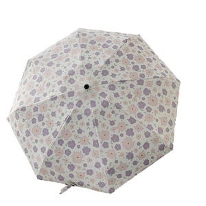 Dimanche Automatique 3-Pliage <span class=keywords><strong>Pluie</strong></span> Soleil <span class=keywords><strong>Parapluie</strong></span> Conception Classique Poignée En Plastique avec Petite Fleur Violette Fraîche <span class=keywords><strong>Peinture</strong></span> À L'huile pour les Femmes - Product Image 5