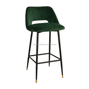 Chaise de <span class=keywords><strong>bar</strong></span> en velours de qualité supérieure avec pieds dorés pour bistrot et salon, hauteur totale 99 cm, style Plus Set - Product Image 4