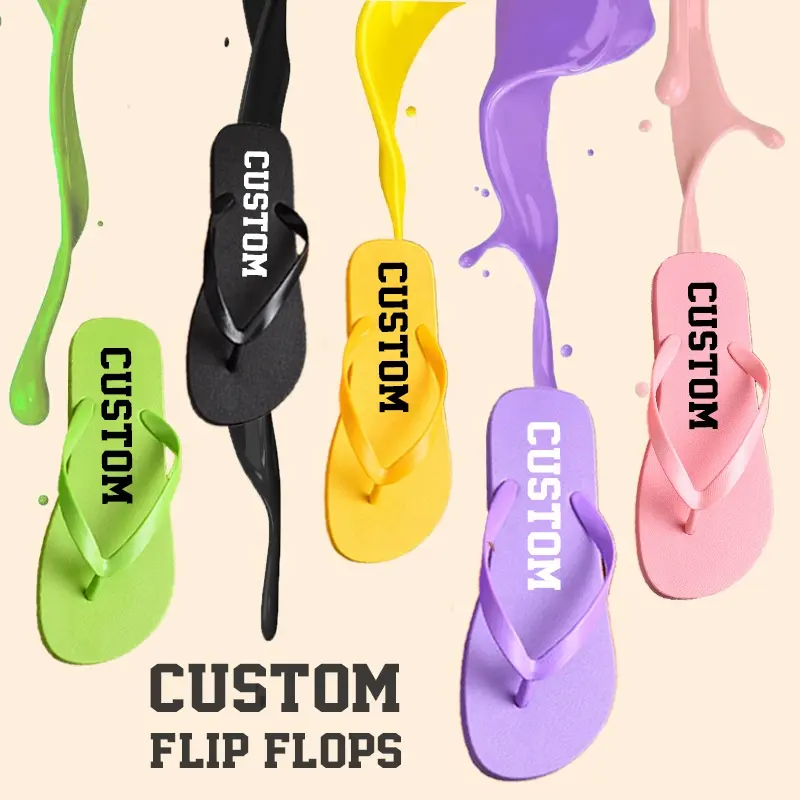 OEM Custom Beach Flip-flops Eva Pvc Black Rubber Printed Logo Make Your Own Colorful Flip Flops For Woman Men