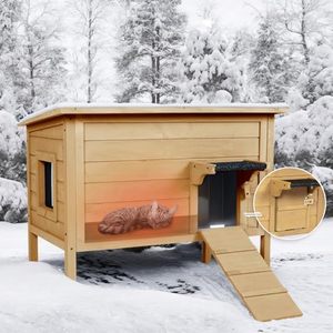 Brown Insulated Winter Multiple Cats wooden Pet House Foldable <b>Ladder</b> house for cats - Product Image 1