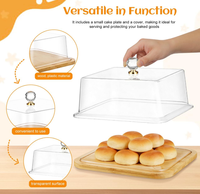 Plateau à gâteau carré en bambou écologique de haute qualité avec couvercle en acrylique pour la présentation des desserts