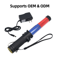 Bâton de signalisation LED d'urgence 30 cm - Lampe torche avec sifflet intégré et clip, protection IP65 pour autoroutes et routes urbaines
