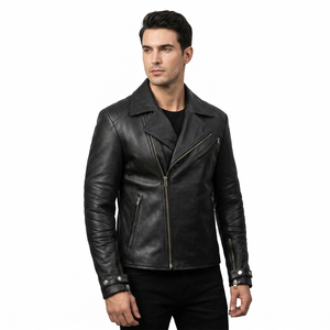Blouson bomber unisexe noir en cuir véritable imperméable coupe-vent, coupe ajustée, décontracté, hiver, fabricant ODM sur mesure - Product Image 1