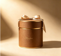 Boîte Cadeau Cylindrique Personnalisée en Papier Artistique de Luxe avec Bordure Dorée, Ruban et Nœud, Fermeture Magnétique, Emballage Rigide en Tube, Matériaux Recyclés