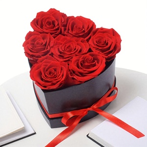 Scatola <span class=keywords><strong>di</strong></span> Rose Eterne a Lunga Durata (3-5 Anni) a Forma <span class=keywords><strong>di</strong></span> Cuore, <span class=keywords><strong>Fiori</strong></span> Veri per Decorazioni da Tavolo, San Valentino, Matrimoni ed Eventi Festivi 2026 - Product Image 1