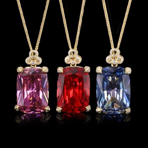 Premium Eco-friendly Copper Gold Plated 20*<b>28mm</b> Colorful Cubic Zirconia Pendant Jewelry Large Colorful Gemstone Necklace - Product Image 5