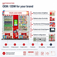 Distributeur automatique intelligent de snacks et de boissons pour supermarchés avec refroidissement par compresseur, gestion basée sur le cloud, capacité de 150 à 200 articles