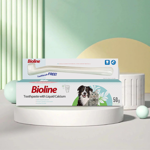 Brosse à dents pour chien et chat Bioline, dentifrice liquide au calcium écologique pour animaux de compagnie, 50g - Product Image 3