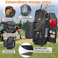 Sac de transport à roulettes pour bâtons de baseball, étanche, portable, capacité 4 bâtons, base rigide renforcée, bandoulière arquée, compartiment chaussures/casque