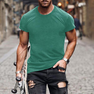 T-shirt décontracté pour homme en jersey 100 % coton, col rond, manches courtes, uni, respirant et à séchage rapide, marque OEM - Product Image 2