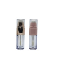 Tube de brillant à lèvres double embout personnalisé Yuecai, vide, avec embout éponge en dôme et embout applicateur doe foot, et contenant transparent rond pour blush liquide