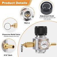 Régulateur de CO2 portable mini 0-90 psi avec PRV compatible avec le chargeur de fût SodaStream pour la bière, l'eau gazeuse, le vin
