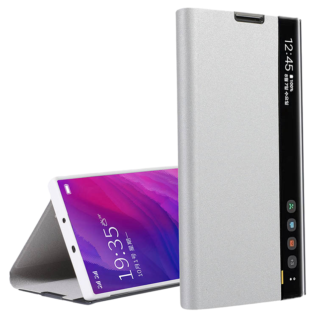 Luxury Smart View Clear Mirror Flip Case for Mobile Phones Glossy Electroplated TPU Shockproof Cover Holder Wireless Boxed Logo