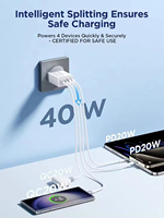 XOWO 40W PD Carga rápida 2 USB + 2 puertos tipo C Material ABS duradero Cargador de pared ecológico para teléfonos móviles