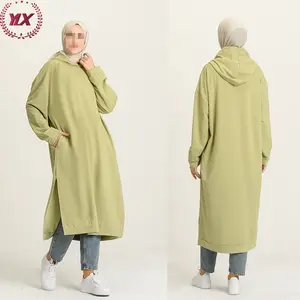 Good Quality Reasonable Price New Modern Light Green Comfortable Cotton Fleece Mid Length Cotton Hoodie Casual And Activewear