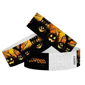 Customize disposable tyvek and synthetic paper wristbands for Halloween party which are waterproof and tear-resistant bracelets