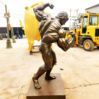 Statue de musculation en bronze, art populaire, thème fitness, sculpture européenne, décoration de salle de sport, sculpture en bronze personnalisée