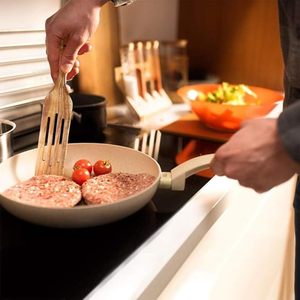 2 pezzi Set di legno di Acacia naturale utensili da cucina cucchiaio di legno e speroni per servire per mescolare e servire gli strumenti essenziali <span class=keywords><strong>del</strong></span> <span class=keywords><strong>cuoco</strong></span> - Product Image 4