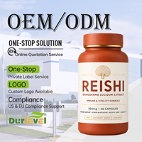 Capsules de champignons Reishi, 60 unités par flacon, OEM ODM, étiquette privée, exportateur sur mesure, supplément alimentaire de qualité alimentaire